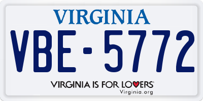 VA license plate VBE5772