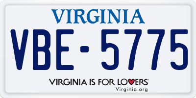 VA license plate VBE5775