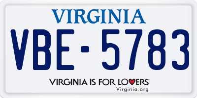 VA license plate VBE5783
