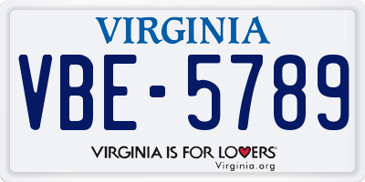 VA license plate VBE5789