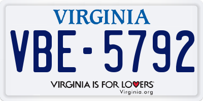 VA license plate VBE5792