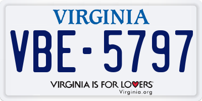 VA license plate VBE5797