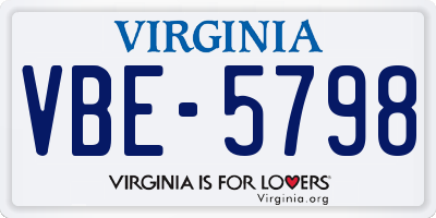 VA license plate VBE5798