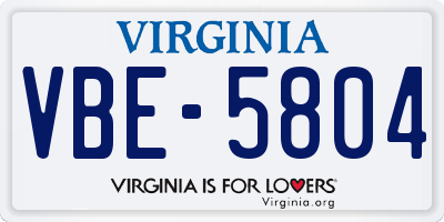 VA license plate VBE5804