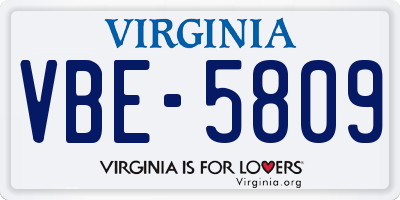 VA license plate VBE5809