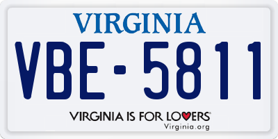 VA license plate VBE5811