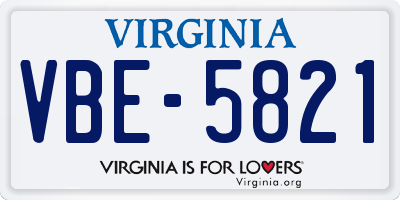 VA license plate VBE5821