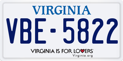 VA license plate VBE5822