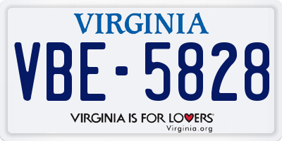 VA license plate VBE5828