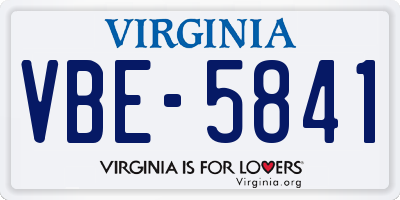 VA license plate VBE5841