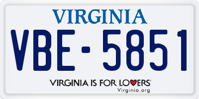 VA license plate VBE5851