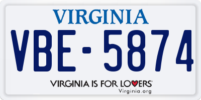 VA license plate VBE5874
