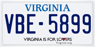 VA license plate VBE5899