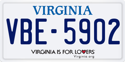 VA license plate VBE5902