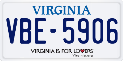 VA license plate VBE5906