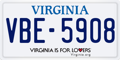 VA license plate VBE5908