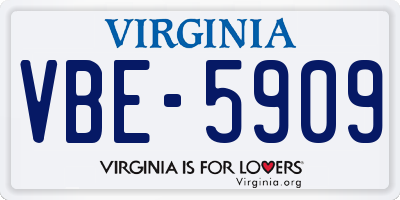 VA license plate VBE5909