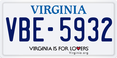 VA license plate VBE5932