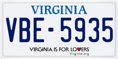 VA license plate VBE5935