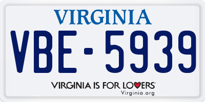 VA license plate VBE5939