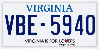 VA license plate VBE5940