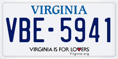 VA license plate VBE5941