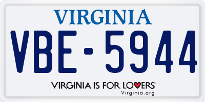 VA license plate VBE5944