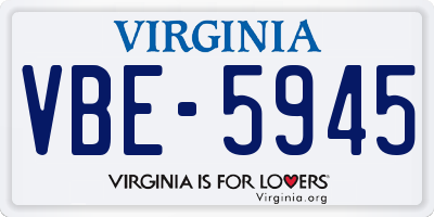 VA license plate VBE5945