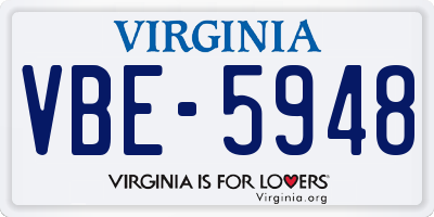 VA license plate VBE5948