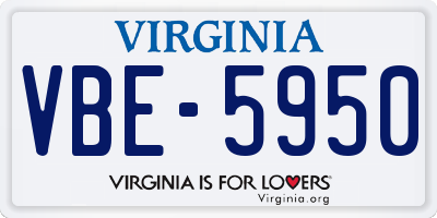 VA license plate VBE5950
