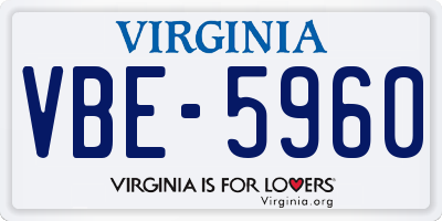 VA license plate VBE5960