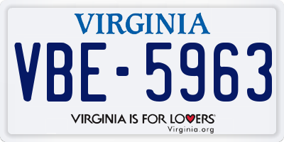 VA license plate VBE5963