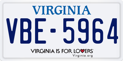 VA license plate VBE5964