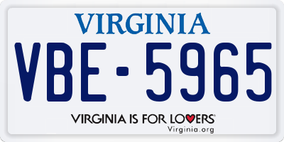 VA license plate VBE5965