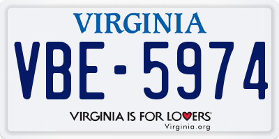VA license plate VBE5974