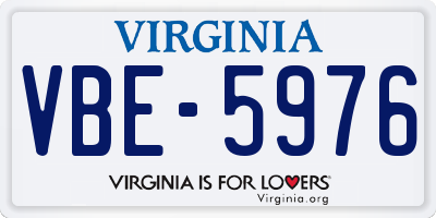 VA license plate VBE5976