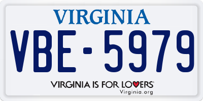 VA license plate VBE5979