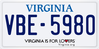 VA license plate VBE5980
