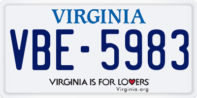VA license plate VBE5983