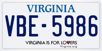 VA license plate VBE5986