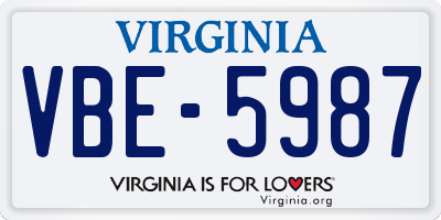 VA license plate VBE5987