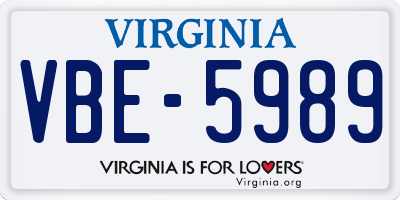 VA license plate VBE5989