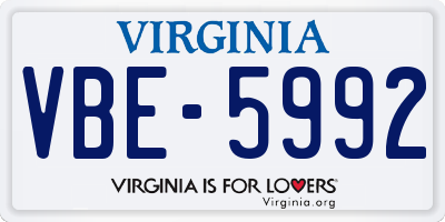 VA license plate VBE5992