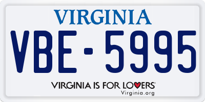 VA license plate VBE5995