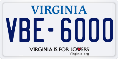 VA license plate VBE6000
