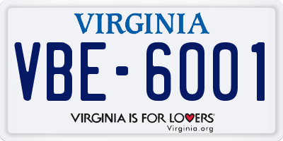 VA license plate VBE6001