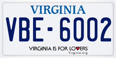 VA license plate VBE6002