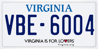 VA license plate VBE6004