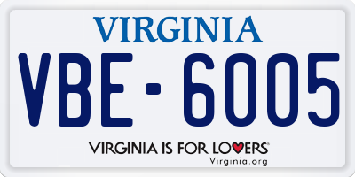 VA license plate VBE6005