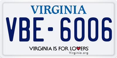 VA license plate VBE6006